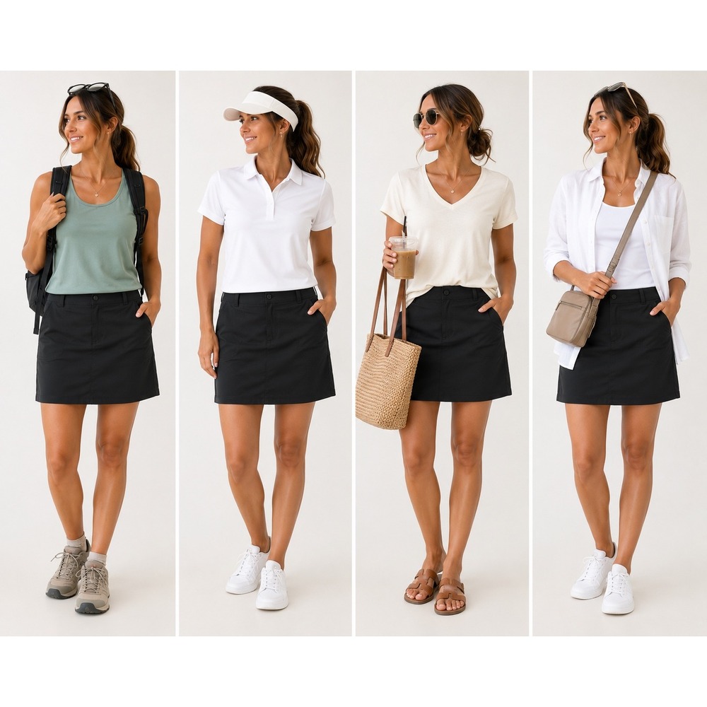 Eddie‎ Bauer Skirt Womens 6 Black Performance Hiking Outdoor 4-Pocket Activewear
